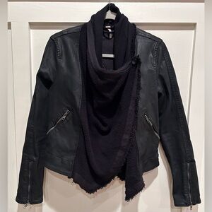 Free People Boho Floated Drape Front Moto Jacket – Black – Size 6